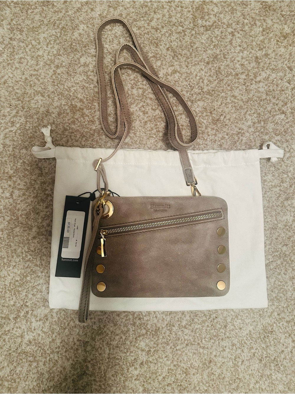Hammitt Small Crossbody in Taupe with Gold Hardware